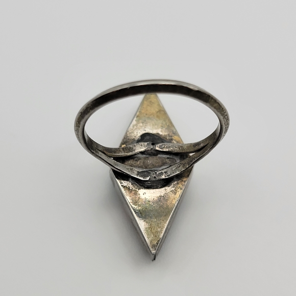 Native American Style Zuni? Beautiful Geometric Inlay Sterling Silver Ring - Picture 12 of 13